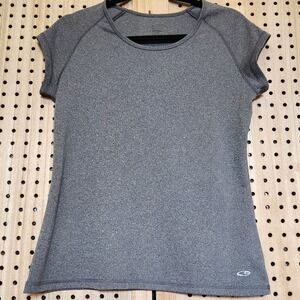 C9 Champion Womens Duo Dry Athletic Scoop Neck T-Shirt Ebony Heather Gray M